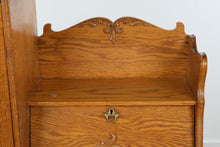 Load image into Gallery viewer, Restored Solid Oak Side-by-Side Cabinet with Glass Door & Secretary Storage