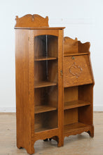 Load image into Gallery viewer, Restored Solid Oak Side-by-Side Cabinet with Glass Door & Secretary Storage