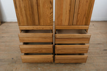 Load image into Gallery viewer, Oak Armoire Storage Cabinets Pair