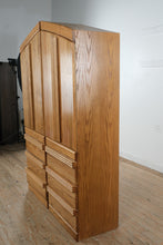Load image into Gallery viewer, Oak Armoire Storage Cabinets Pair