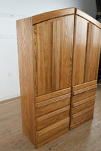 Load image into Gallery viewer, Oak Armoire Storage Cabinets Pair