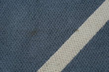 Load image into Gallery viewer, Blue Gray Octagon Area Rug 7 Ft Ivory Border Geometric Tufted Carpet