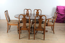Load image into Gallery viewer, Davis Cabinet Company Cherry Dining Table with 6 Queen Anne Chairs and Leaves