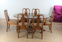 Load image into Gallery viewer, Davis Cabinet Company Cherry Dining Table with 6 Queen Anne Chairs and Leaves