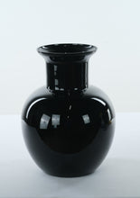 Load image into Gallery viewer, Glossy Black Ceramic Vase with Flared Neck – Classic Onyx Look