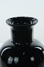 Load image into Gallery viewer, Glossy Black Ceramic Vase with Flared Neck – Classic Onyx Look