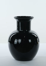 Load image into Gallery viewer, Glossy Black Ceramic Vase with Flared Neck – Classic Onyx Look