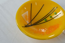 Load image into Gallery viewer, Art Glass Fused Glass Bowl Yellow Orange Abstract Modern Decorative Dish 5 Inch