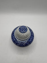 Load image into Gallery viewer, Blue White Porcelain Incense Burner Censer Pierced Lattice Tripod Footed Jar