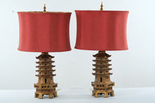 Load image into Gallery viewer, Pair of Cyan Design Pagoda Table Lamps