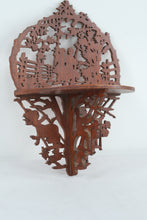 Load image into Gallery viewer, Vintage Folk Art Scroll Saw Wooden Wall Shelf – Country Scene Silhouette