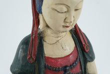 Load image into Gallery viewer, Antique Japanese Polychrome Standing Bodhisattva Figure, Edo–Meiji Period Folk Sculpture