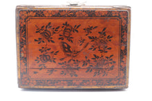 Load image into Gallery viewer, Antique Chinese Export Painted Wood Storage Chest Figural Floral Butterfly Box