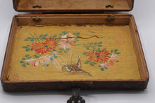 Load image into Gallery viewer, Antique Chinese Export Painted Wood Storage Chest Figural Floral Butterfly Box