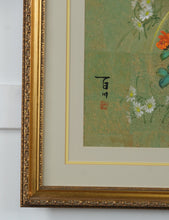 Load image into Gallery viewer, Framed Asian Floral Art Print with Birds – Hand-Signed Oriental Botanical Painting