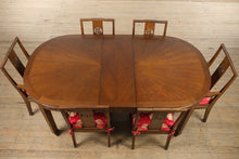 Load image into Gallery viewer, Oriental Dragon & Phoenix Dining Set – 8 Chairs, Carved Skirt, Sunburst Top – Rare & Remarkable