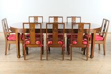 Load image into Gallery viewer, Oriental Dragon & Phoenix Dining Set – 8 Chairs, Carved Skirt, Sunburst Top – Rare & Remarkable
