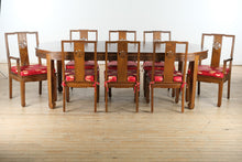 Load image into Gallery viewer, Oriental Dragon & Phoenix Dining Set – 8 Chairs, Carved Skirt, Sunburst Top – Rare & Remarkable