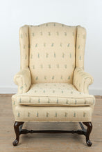 Load image into Gallery viewer, Custom Upholstered Chippendale Wingback Chair with Asian Motif Fabric