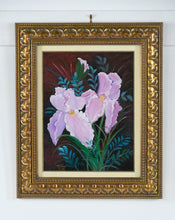 Load image into Gallery viewer, Original Floral Painting on Canvas – Signed Artist, Pink Irises – 14.5" x 18" Framed Wall Art