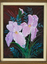 Load image into Gallery viewer, Original Floral Painting on Canvas – Signed Artist, Pink Irises – 14.5" x 18" Framed Wall Art