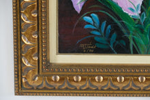 Load image into Gallery viewer, Original Floral Painting on Canvas – Signed Artist, Pink Irises – 14.5" x 18" Framed Wall Art