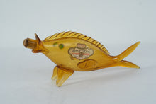 Load image into Gallery viewer, Vintage Italian Orvieto Wine Bottle – Fish Shaped Amber Glass with Label