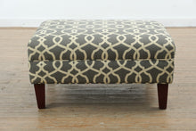 Load image into Gallery viewer, Carolina Grey Geometric Patterned Ottoman