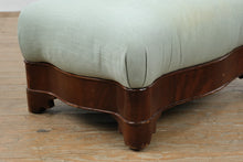 Load image into Gallery viewer, Empire Style Upholstered Ottoman Footstool with Mahogany Base Serpentine Apron