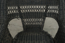 Load image into Gallery viewer, Pair of Black Wicker Armchairs with Open Lattice Backs