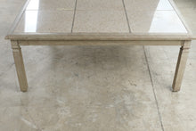 Load image into Gallery viewer, Square Stone Tile Top Coffee Table with Distressed Cream Finish