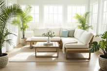Load image into Gallery viewer, Acacia Wood Outdoor Sectional Sofa Set with Coffee Table and Cream Cushions