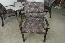 Load image into Gallery viewer, 5 Piece Patio Dining Set Tile Top Table 4 Cushioned Chairs Brown Metal