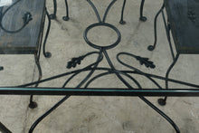 Load image into Gallery viewer, Vintage Wrought Iron and Glass Dining Set with Four Chairs