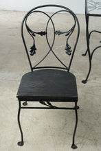 Load image into Gallery viewer, Vintage Wrought Iron and Glass Dining Set with Four Chairs