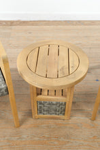 Load image into Gallery viewer, 3 Piece Acacia Wood Patio Conversation Set with Woven PE Rattan Chairs and Side Table