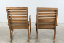 Load image into Gallery viewer, Pair of Slatted Wood Outdoor Rocking Chairs