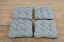 Load image into Gallery viewer, Set of 4 Blue and White Striped Chair Cushions – 19” Tufted Square Seat Pads