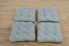 Load image into Gallery viewer, Set of 4 Blue and White Striped Chair Cushions – 19” Tufted Square Seat Pads