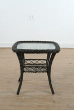 Load image into Gallery viewer, Wicker Side Table Glass Top Rattan End Table 20x20