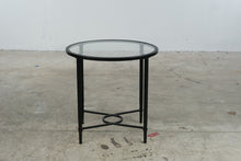 Load image into Gallery viewer, Round Black Metal Glass Top Side Table 25 Inch Contemporary End Table