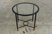 Load image into Gallery viewer, Round Black Metal Glass Top Side Table 25 Inch Contemporary End Table