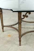 Load image into Gallery viewer, Traditional Glass Top Metal Coffee Table with Decorative Scroll Base