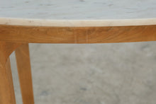 Load image into Gallery viewer, Mid-Century Modern Oval Marble Top Wood Console Table