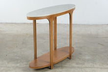 Load image into Gallery viewer, Mid-Century Modern Oval Marble Top Wood Console Table