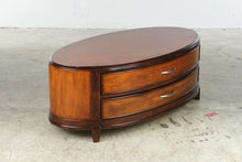 Load image into Gallery viewer, Oval Two-Drawer Wood Coffee Table with Curved Front