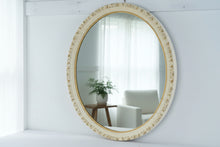 Load image into Gallery viewer, Vintage Oval Wall Mirror 25 x 31 Cream Gold Ornate Frame