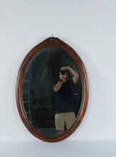 Load image into Gallery viewer, Traditional Oval Wood Wall Mirror Carved Rose Crest Beaded Frame