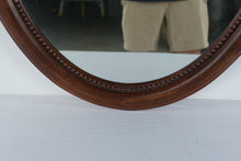 Load image into Gallery viewer, Traditional Oval Wood Wall Mirror Carved Rose Crest Beaded Frame