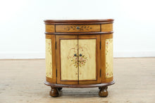 Load image into Gallery viewer, Hand-Painted Oval Cabinet Nightstand with Floral Motif